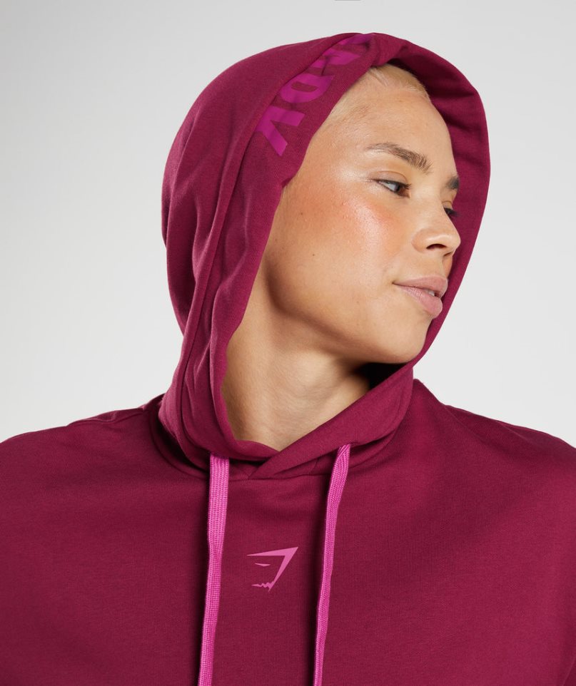 Women's Gymshark Graphics Fraction Hoodie Fuchsia | NZ 3CZYTX